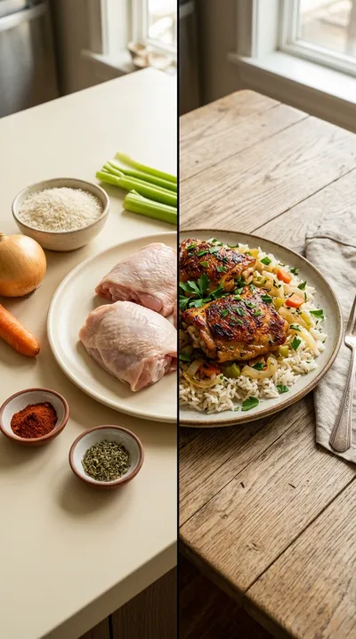 Chicken Thighs and Rice – Easy Weeknight One-Pot Meal - ready to serve