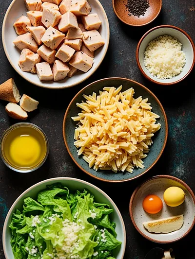 Chicken Caesar Pasta Salad – Easy Weeknight Recipe - ingredients preparation