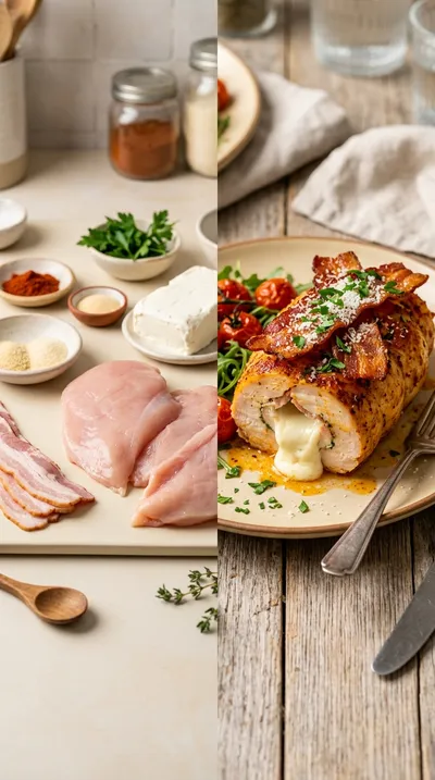 Baked Chicken Breast with Cream Cheese & Turkey Bacon - ready to serve
