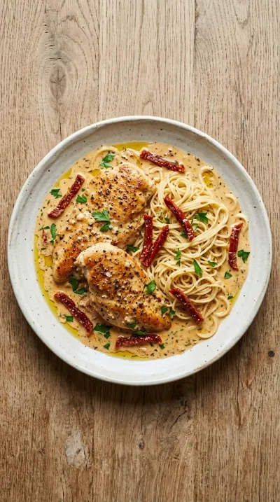 Marry Me Chicken: Creamy Sun-Dried Tomato Skillet - cooking process