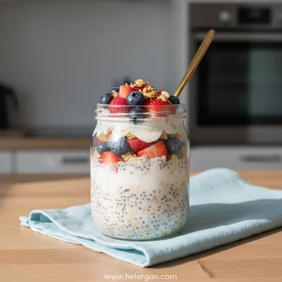 Healthy Overnight Oats with Chia Seeds & Yogurt