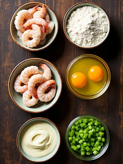 Shrimp Fritters With Lime Mayonnaise - ingredients preparation